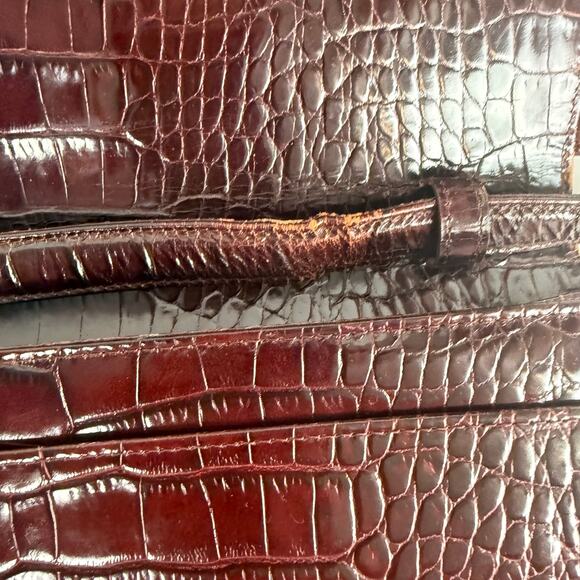 Vintage 80s Ralph Lauren Crocodile Embossed Leather Shoulder Handbag Crossbody - Picture 10 of 15